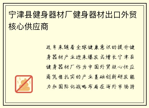 宁津县健身器材厂健身器材出口外贸核心供应商